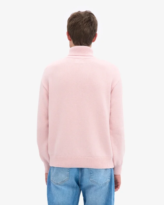 Rollkragenpullover aus Merinowolle – Blassrosa