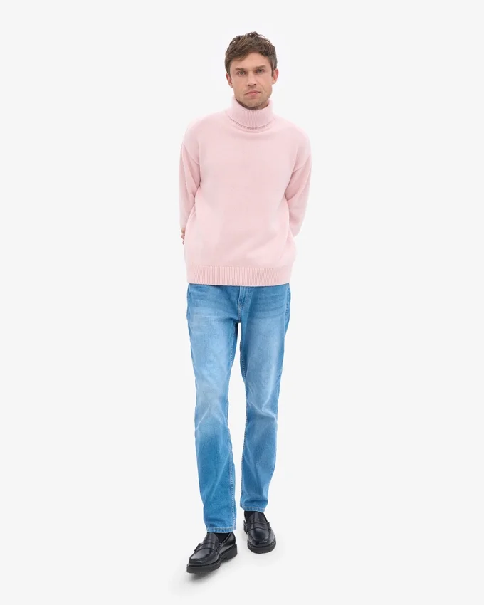 Rollkragenpullover aus Merinowolle – Blassrosa