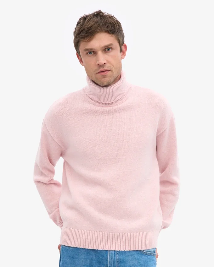Rollkragenpullover aus Merinowolle – Blassrosa