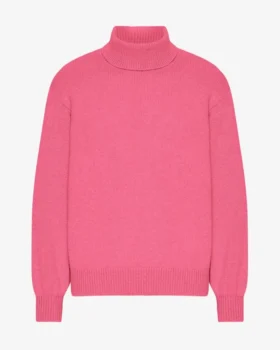 Rollkragenpullover aus Merinowolle – Bubblegum-Pink