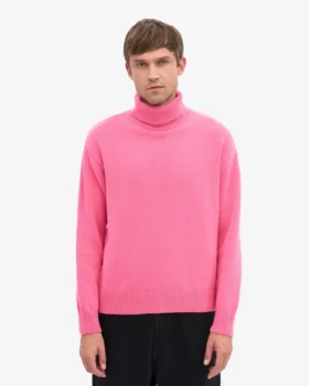 Rollkragenpullover aus Merinowolle – Bubblegum-Pink