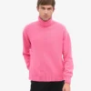 Rollkragenpullover aus Merinowolle – Bubblegum-Pink