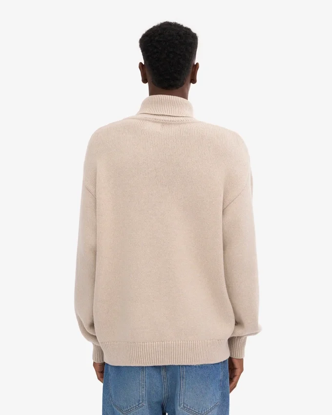 Rollkragenpullover aus Merinowolle – Elfenbeinweiß