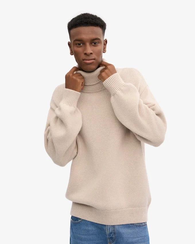 Rollkragenpullover aus Merinowolle – Elfenbeinweiß