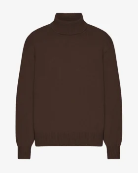 Rollkragenpullover aus Merinowolle – Kaffeebraun