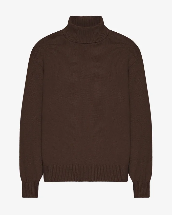Rollkragenpullover aus Merinowolle – Kaffeebraun