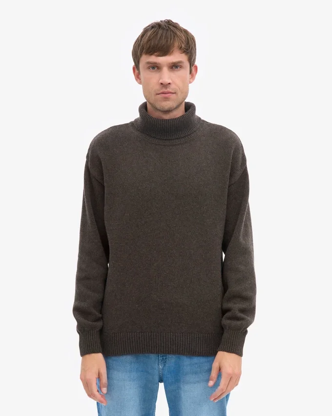 Rollkragenpullover aus Merinowolle – Kaffeebraun