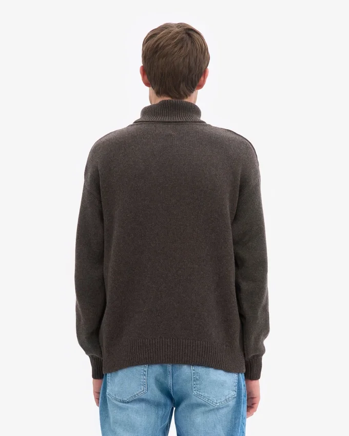 Rollkragenpullover aus Merinowolle – Kaffeebraun