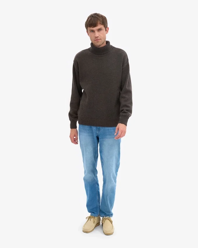 Rollkragenpullover aus Merinowolle – Kaffeebraun