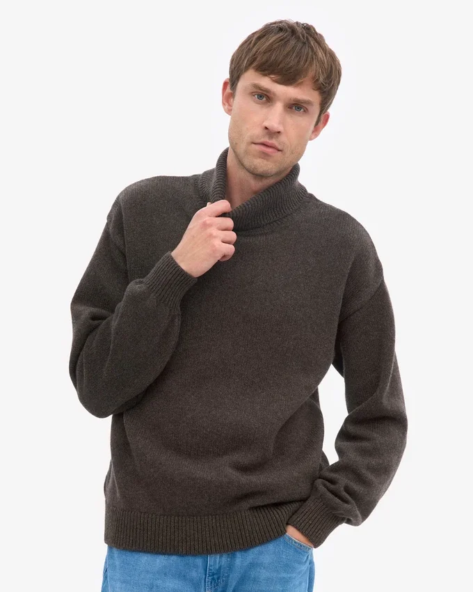 Rollkragenpullover aus Merinowolle – Kaffeebraun
