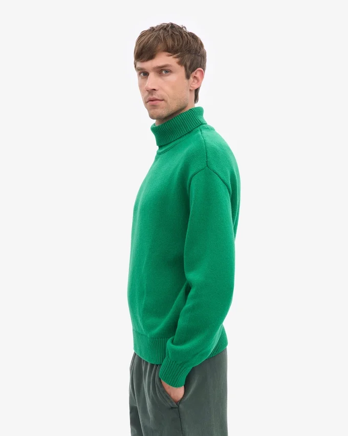 Rollkragenpullover aus Merinowolle – Kellygrün
