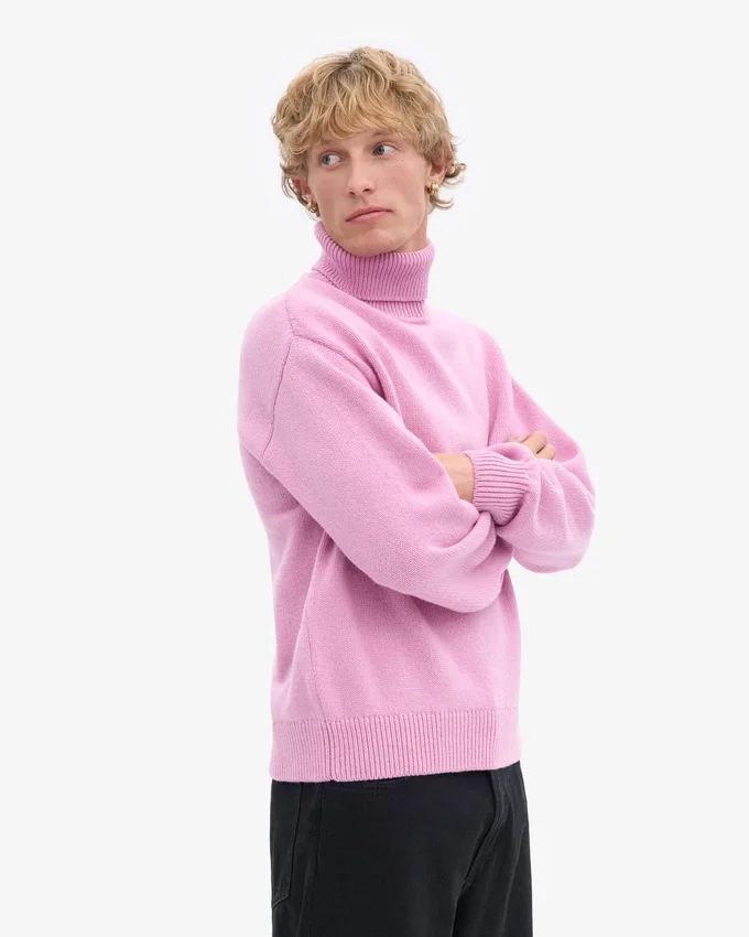 Rollkragenpullover aus Merinowolle – Kirschblüte