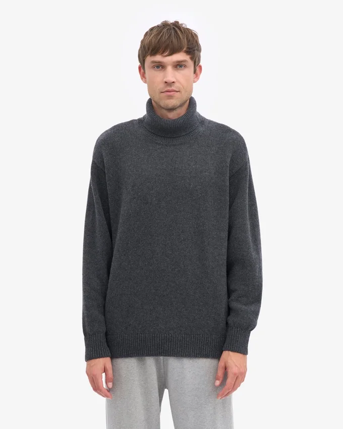 Rollkragenpullover aus Merinowolle – Lava-Grau