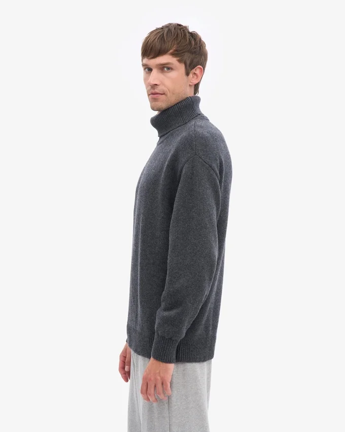 Rollkragenpullover aus Merinowolle – Lava-Grau