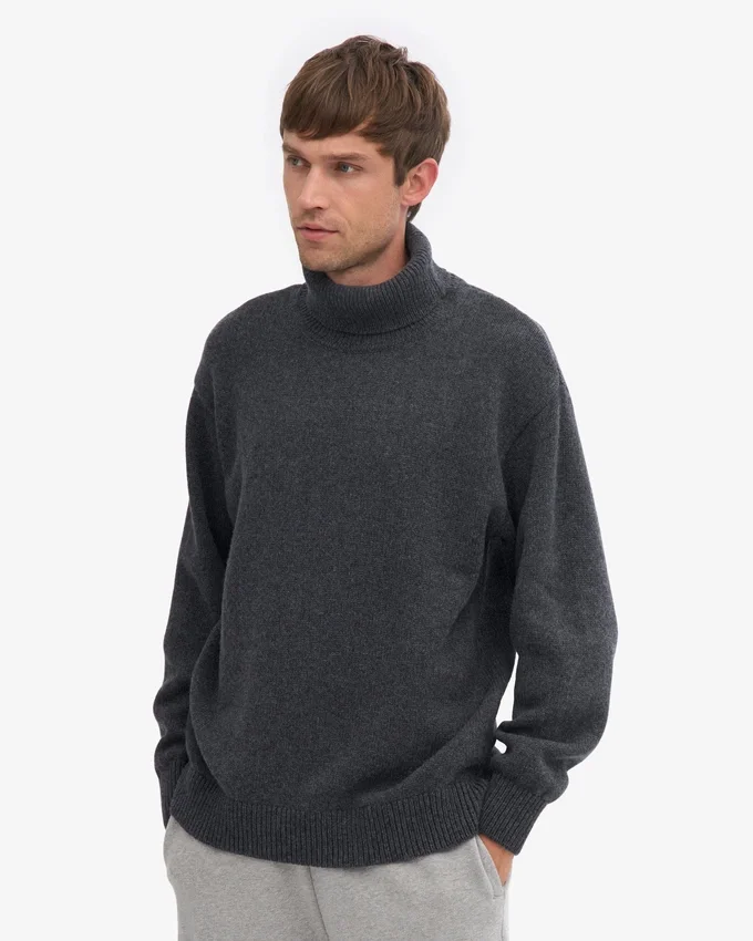 Rollkragenpullover aus Merinowolle – Lava-Grau