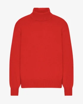 Rollkragenpullover aus Merinowolle – Mandarinenrot