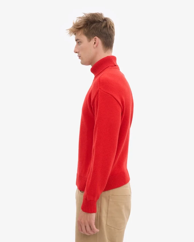 Rollkragenpullover aus Merinowolle – Mandarinenrot