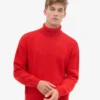 Rollkragenpullover aus Merinowolle – Mandarinenrot