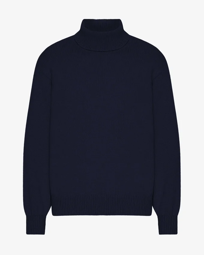 Rollkragenpullover aus Merinowolle – Marineblau