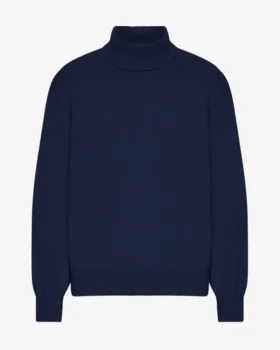 Rollkragenpullover aus Merinowolle – Marineblau