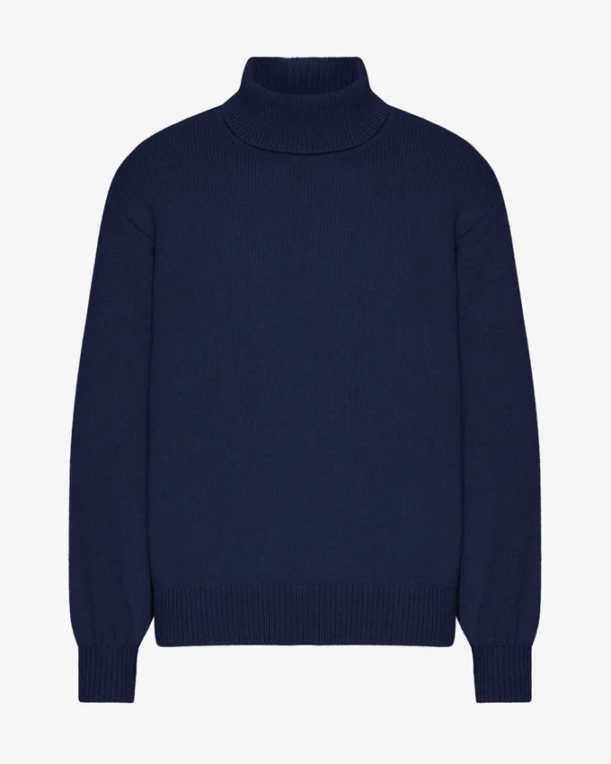 Rollkragenpullover aus Merinowolle – Marineblau