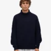 Rollkragenpullover aus Merinowolle – Marineblau