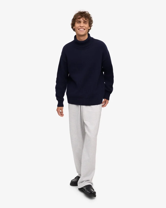 Rollkragenpullover aus Merinowolle – Marineblau