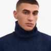 Rollkragenpullover aus Merinowolle – Marineblau