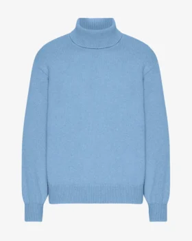 Rollkragenpullover aus Merinowolle – Meeresblau