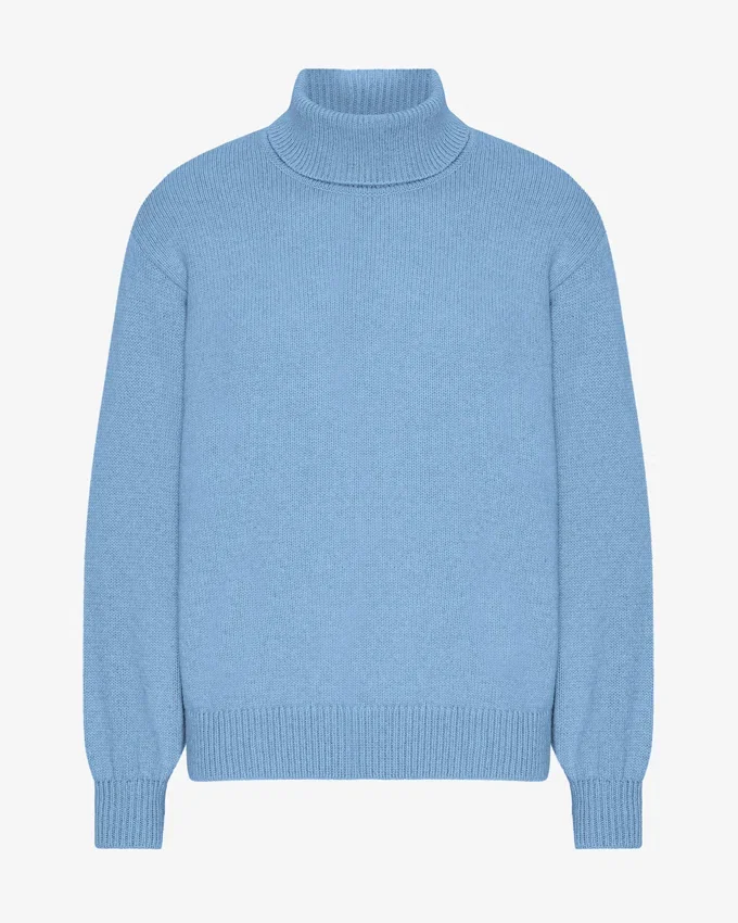 Rollkragenpullover aus Merinowolle – Meeresblau