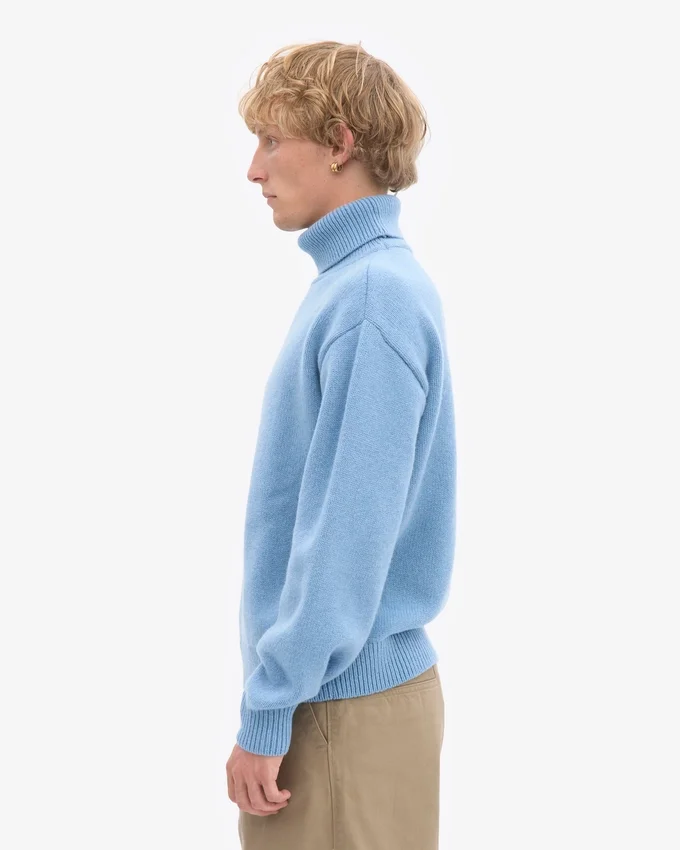 Rollkragenpullover aus Merinowolle – Meeresblau