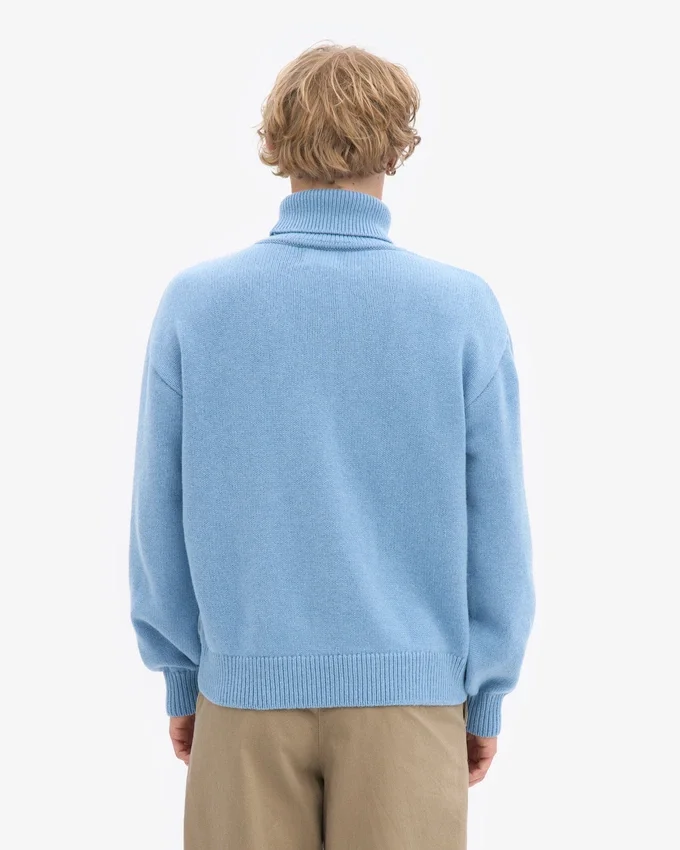 Rollkragenpullover aus Merinowolle – Meeresblau