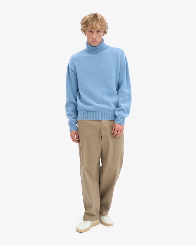 Rollkragenpullover aus Merinowolle – Meeresblau