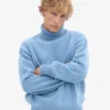 Rollkragenpullover aus Merinowolle – Meeresblau