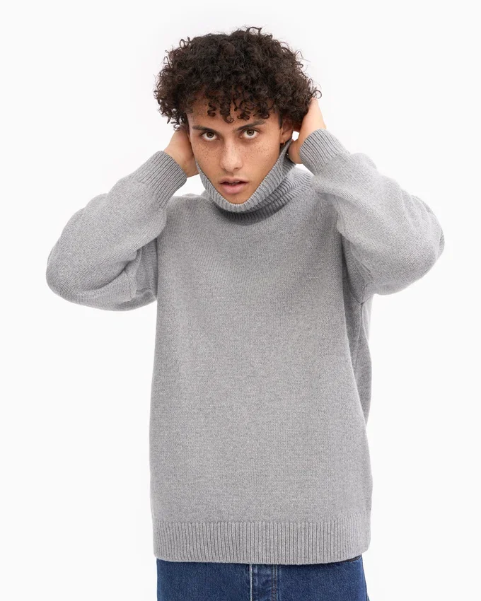 Rollkragenpullover aus Merinowolle – Meliergrau