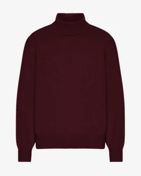 Rollkragenpullover aus Merinowolle – Oxblood-Rot