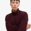 Rollkragenpullover aus Merinowolle – Oxblood-Rot