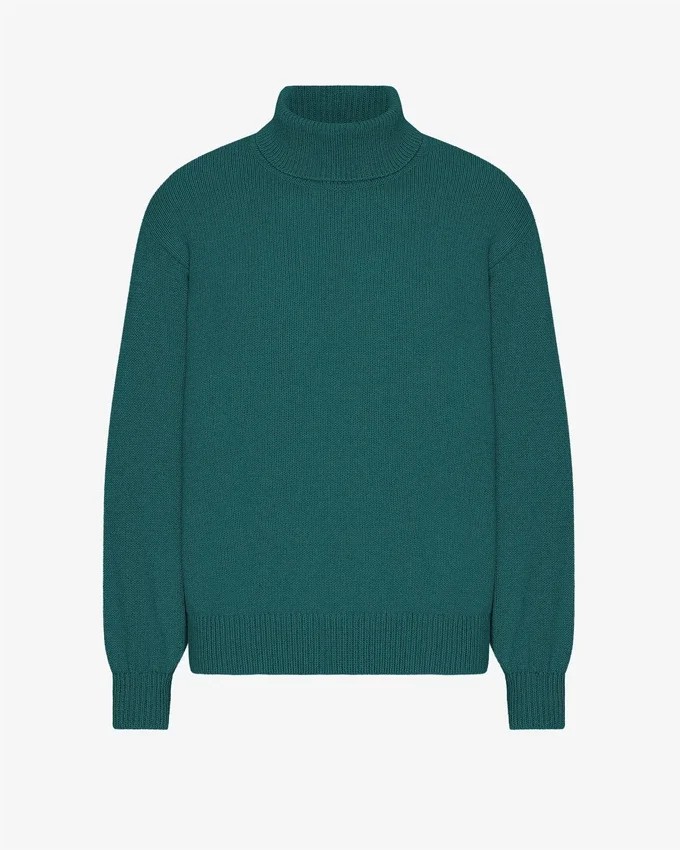 Rollkragenpullover aus Merinowolle – Ozeangrün