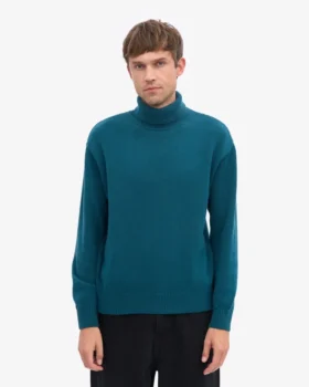 Rollkragenpullover aus Merinowolle – Ozeangrün
