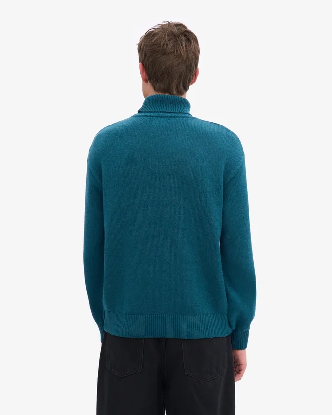 Rollkragenpullover aus Merinowolle – Ozeangrün