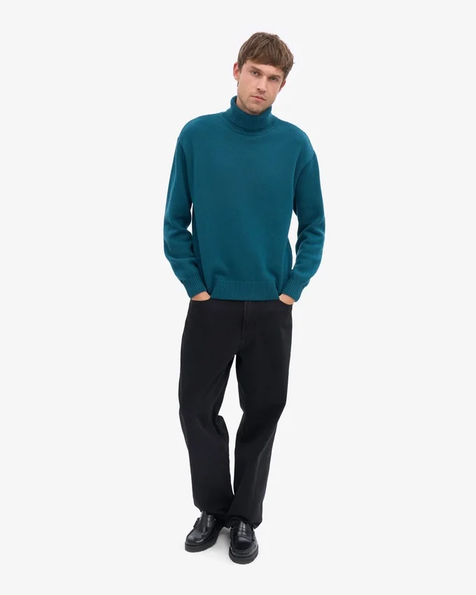 Rollkragenpullover aus Merinowolle – Ozeangrün