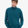 Rollkragenpullover aus Merinowolle – Ozeangrün