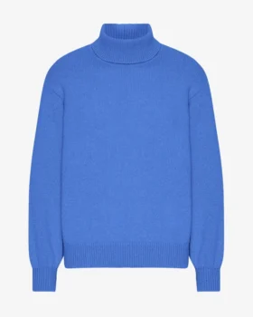 Rollkragenpullover aus Merinowolle – Pazifikblau