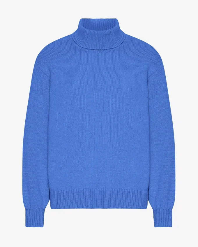 Rollkragenpullover aus Merinowolle – Pazifikblau