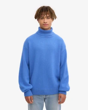 Rollkragenpullover aus Merinowolle – Pazifikblau