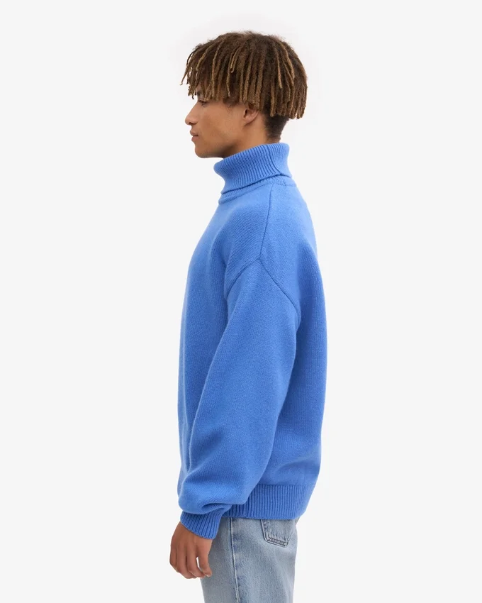 Rollkragenpullover aus Merinowolle – Pazifikblau