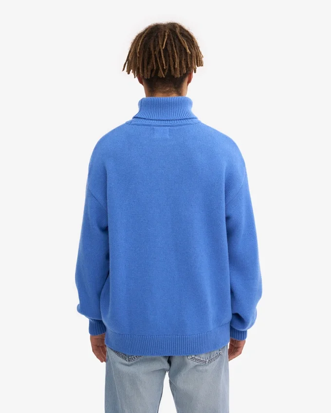 Rollkragenpullover aus Merinowolle – Pazifikblau