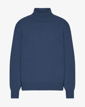 Rollkragenpullover aus Merinowolle – Petrolblau
