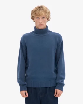 Rollkragenpullover aus Merinowolle – Petrolblau