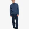 Rollkragenpullover aus Merinowolle – Petrolblau